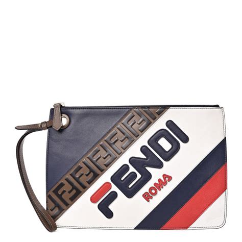 fendi fendimania medium blueberry & multicolor logo leather zipped clutch|By The Way Selleria Medium .